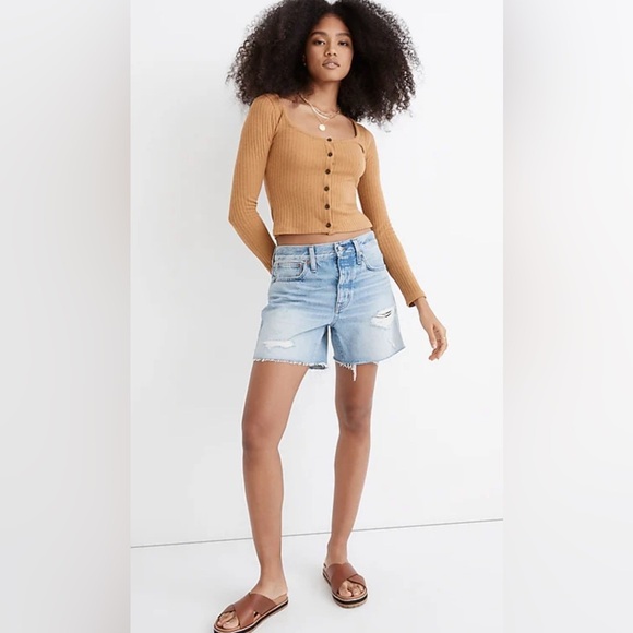 Madewell Relaxed Mid-Length Denim Shorts: Ripped Edition - Picture 1 of 8